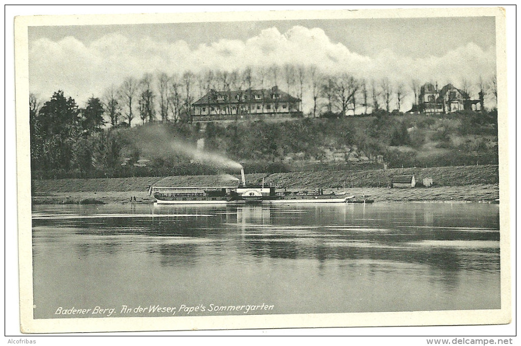 Allemagne Cpa Photo Badener Berg Bateau A Aube Tampfer Pub Restaurant Pape Au Dos - Autres & Non Classés