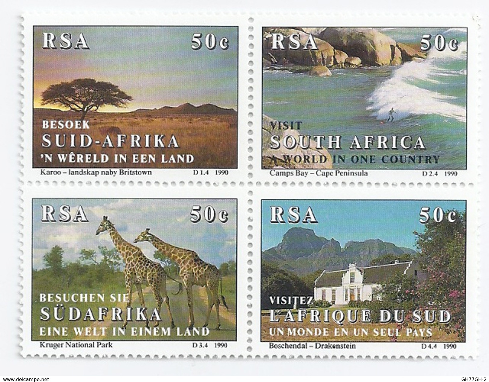 4 Stamps From Republic Of South Africa 'visit South Africa"Besoek Suid Africa"besuchen Sie Südafraka" 1990 - Neufs