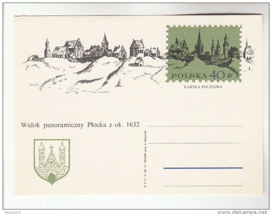 1971 POLAND Postal STATIONERY CARD  Illus PLOCKA 1632  Cover Stamps - Stamped Stationery