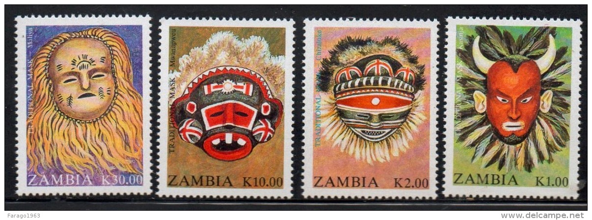 1992 Zambia  Masks Complete Set Of 4  MNH - Zambia (1965-...)