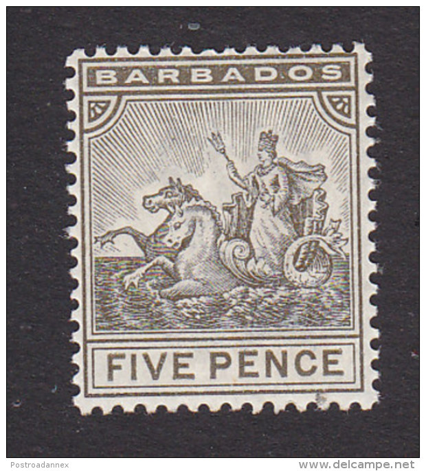 Barbados, Scott #75, Mint Hinged, Badge Of The Colony, Issued 1892 - Barbades (...-1966)