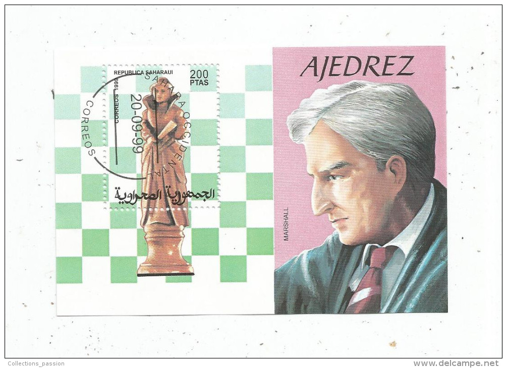 Timbre , Bloc , Jeux D´échecs , AJEDREZ , Republica SAHARAUI , 1999 - Scacchi