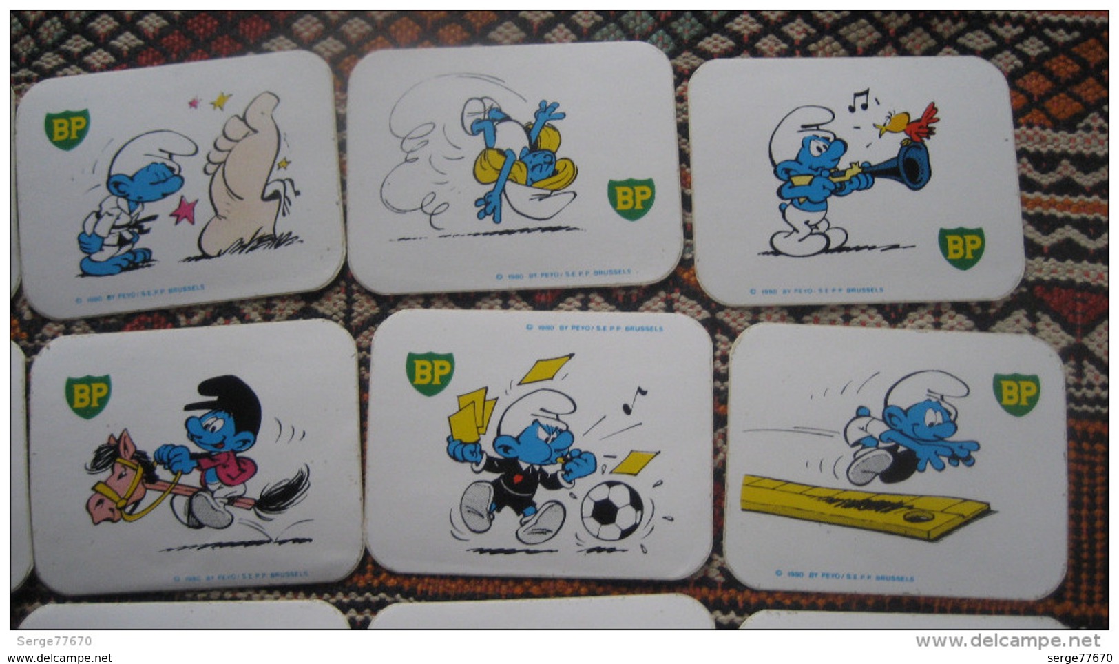 SCHTROUMPFS BP Peyo Autocollants Sports Athlétisme équitation Schtroumpf Smurf Schlumpf - Objets Publicitaires