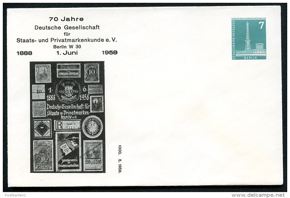 Berlin PU15 D2/001 Privat-Umschlag PRIVATMARKEN 1958  NGK 5,00 € - Enveloppes Privées - Neuves