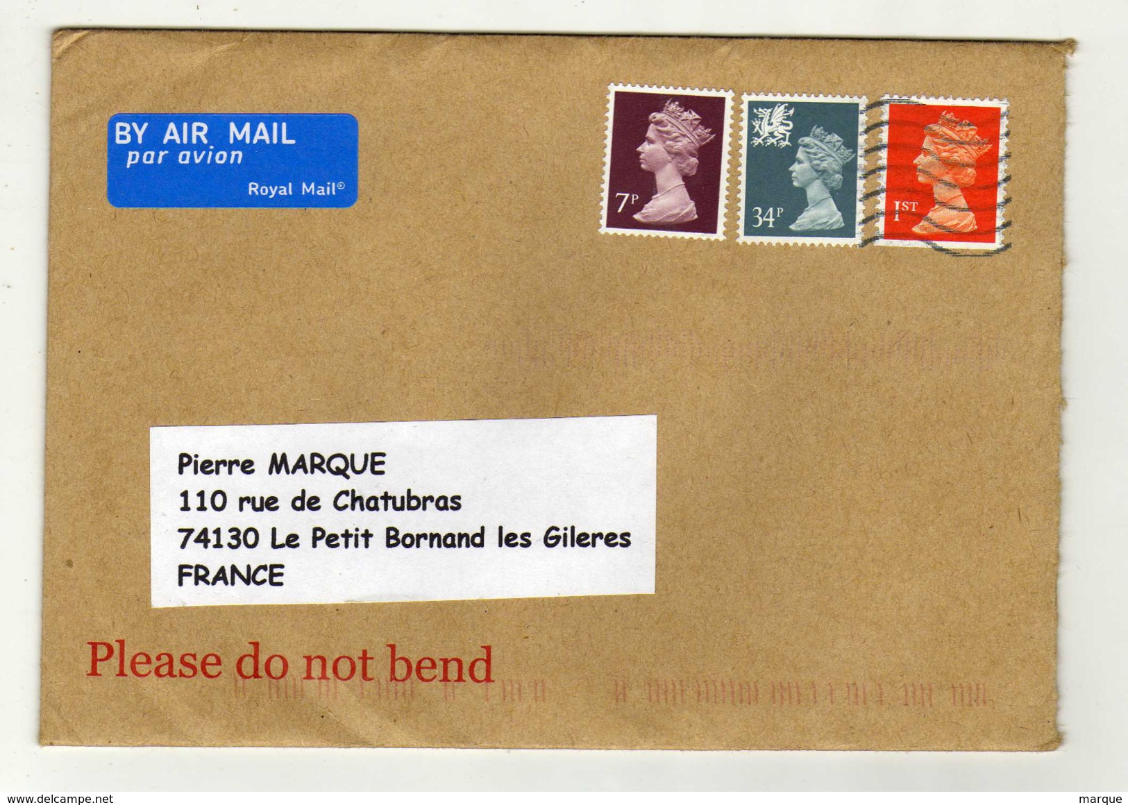 Enveloppe Grande Bretagne Oblitération Avec Vagues Sans Date - Postmark Collection