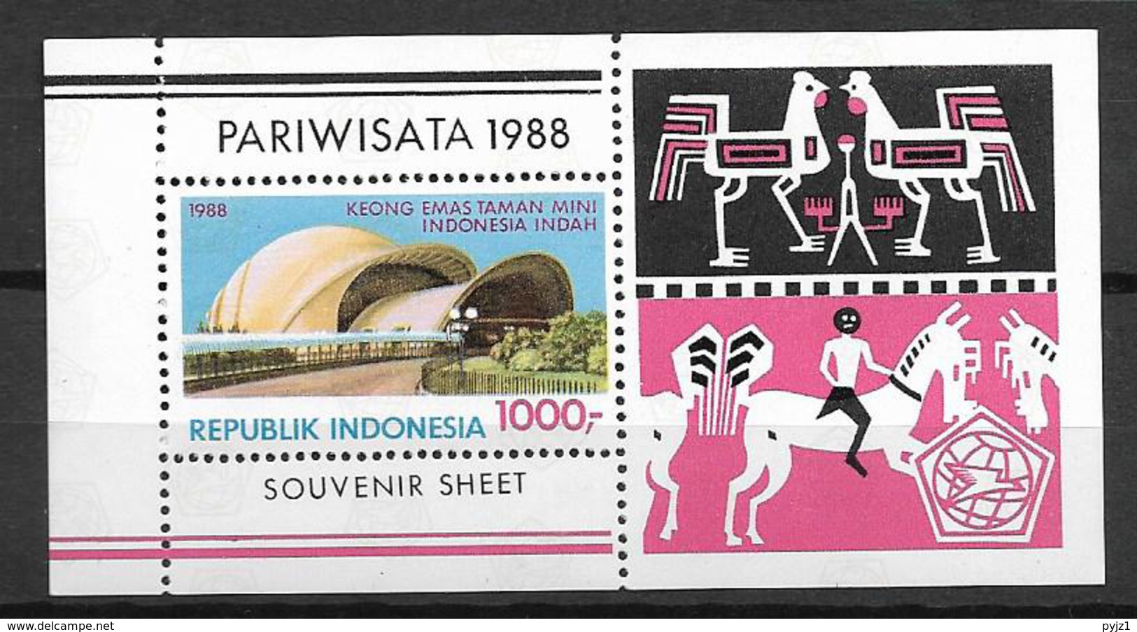 1988 MNH Indonesia Block 64A Tourism, Postfris** - Indonesien