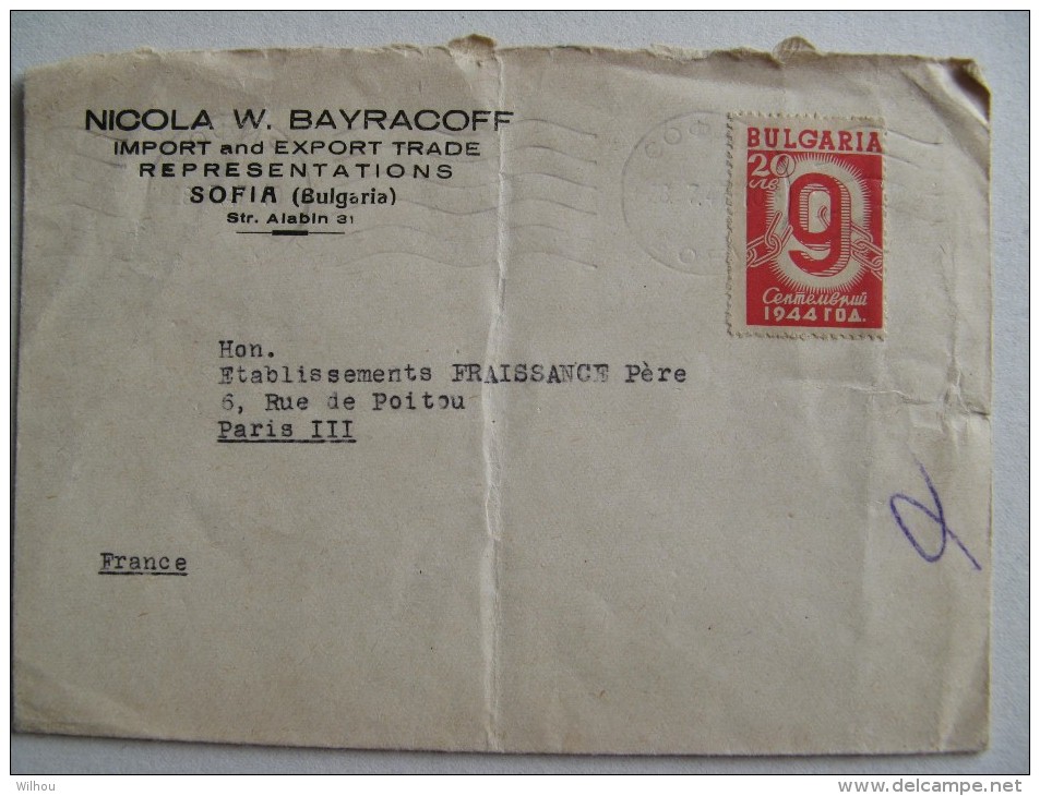 ENVELOPPE BULGARIE OBLITEREE SOFIA 28/7/1947 AVEC 1 TIMBRES 1944 INTACT - Lettres & Documents