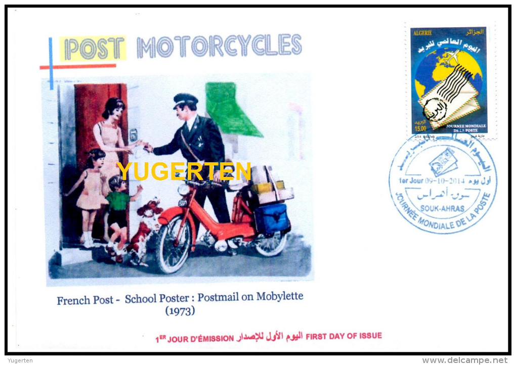 ALGERIJE 2014 - FDC - N° 49 Postal Services Motorcycles - Moto Motos - Motorcycle Motorbikes Motobecane Mobylette - Motorräder