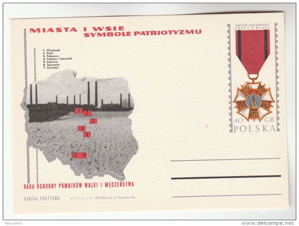 1971 POLAND Postal STATIONERY CARD Illus  PROTECT MONUMENTS OF MARTYRDOM Cover Stamps Medal - Stamped Stationery