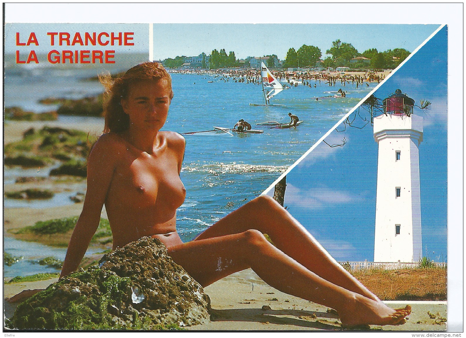 La Tranche Sur Mer La Grière - 85 - Pin Up Naturisme Phare Et Planche à Voile - Flamme Angles 1988 - - La Tranche Sur Mer