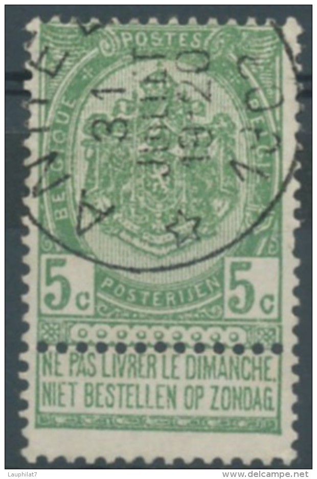 N° 56, Léger Pli Mais TB Obl Relais '* Anhée *', Nipa +6? - 1893-1900 Schmaler Bart