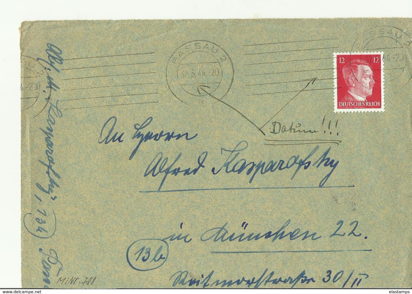 DR CV 1944 ONLY FRONT - Briefe U. Dokumente