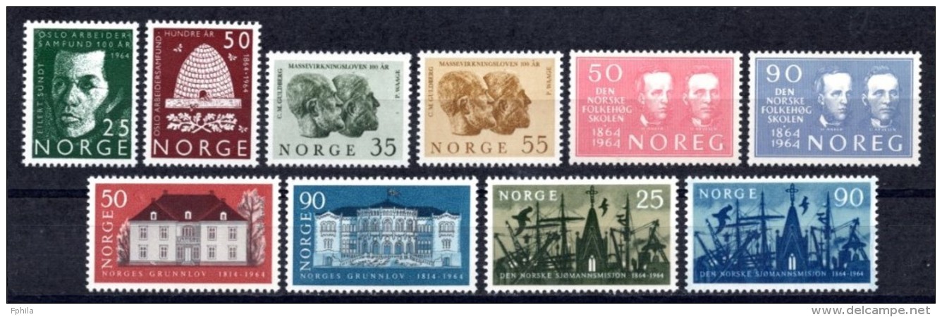 1964 NORWAY COMPLETE SETS ALL MNH ** - Unused Stamps