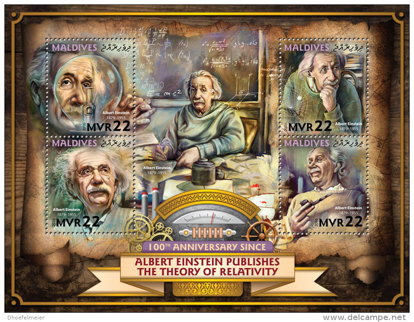 MALDIVES 2016 ** Albert Einstein M/S - OFFICIAL ISSUE - A1641 - Albert Einstein