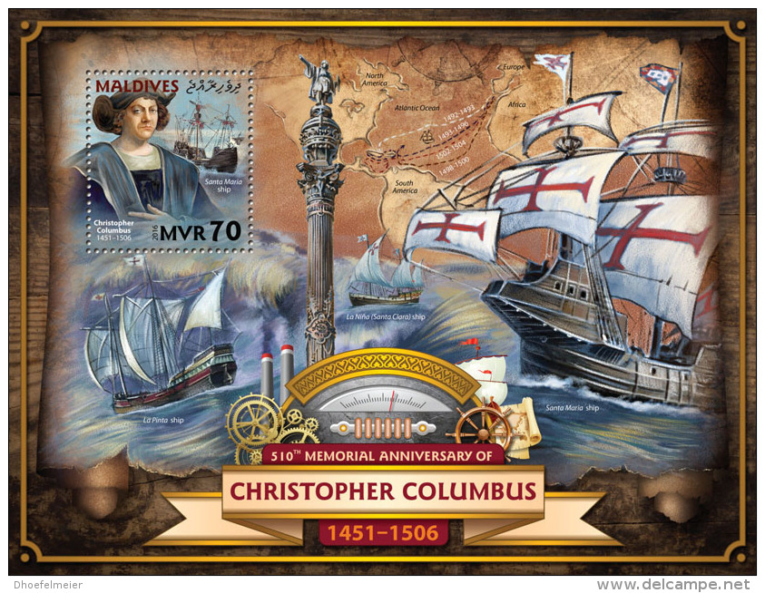 MALDIVES 2016 ** Christopher Columbus S/S - IMPERFORATED - A1641 - Christoph Kolumbus