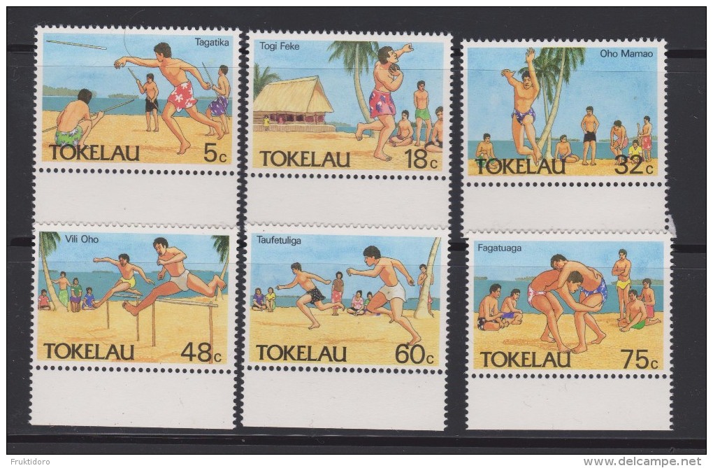 Tokelau Mi 142-147 Sports - Javelin - Shot Put - Long Jump - Hurdles - Running - Wrestling - 1987 * * - Tokelau