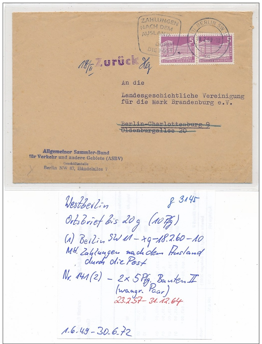 Berlin-West  -alter Beleg  -  (g3145  )  Siehe Bild - Lettres & Documents