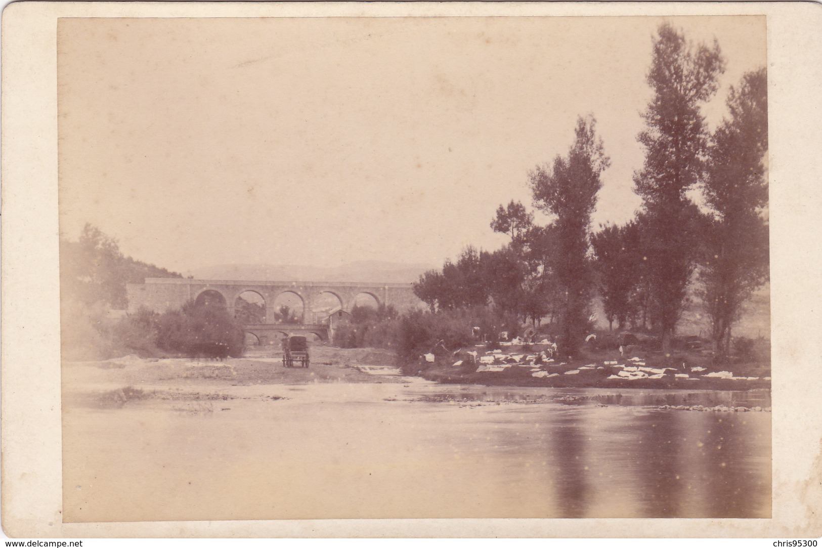 PHOTO 19 EME SIECLE FORMAT CABINET - LAMALOU LES BAINS 34 HERAULT - PONT DE CHEMIN FER - BOUISSET BEDARIEUX PHOTOGRAPHE - Lieux