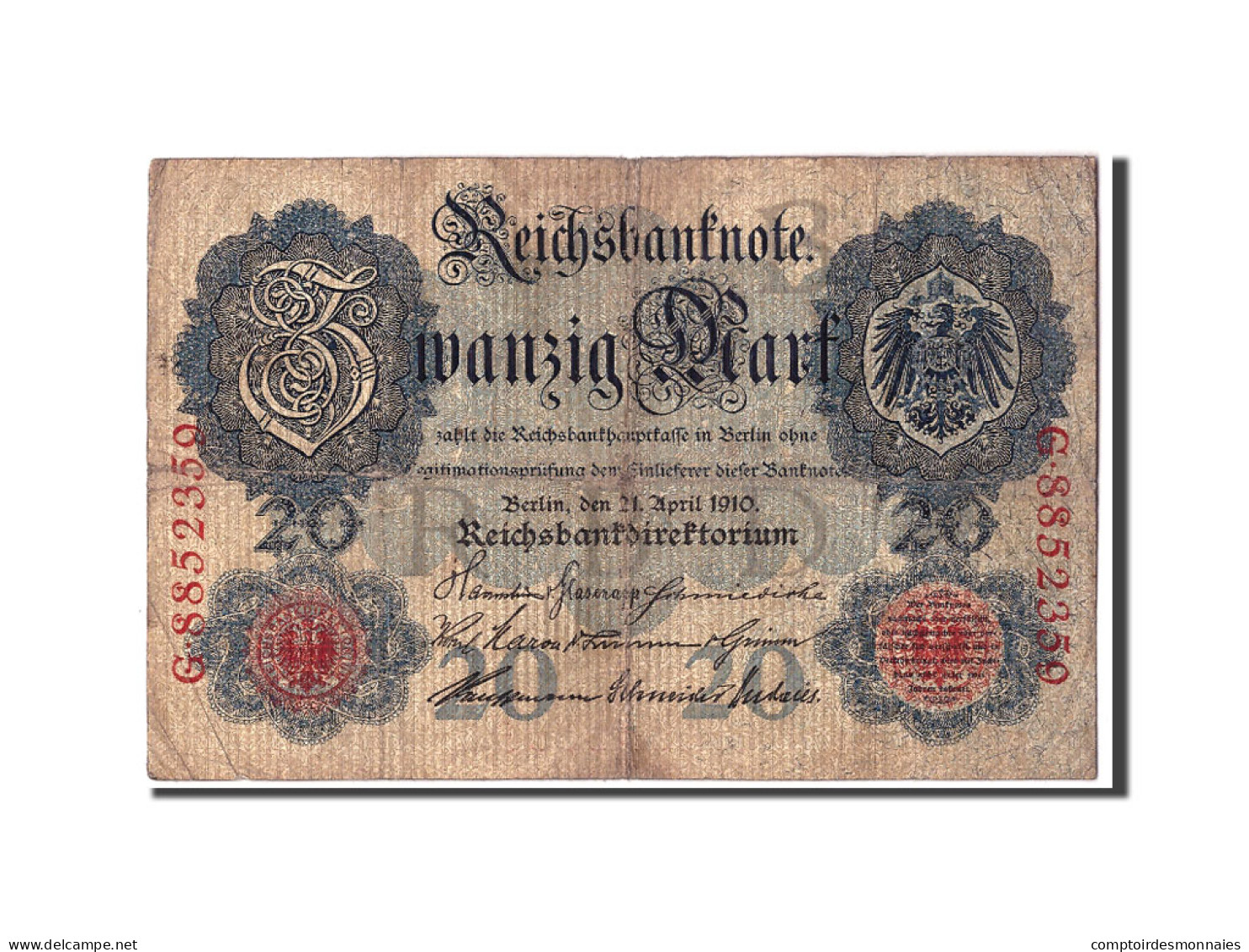 Billet, Allemagne, 20 Mark, 1910, 1910-04-21, KM:40b, B+ - 20 Mark