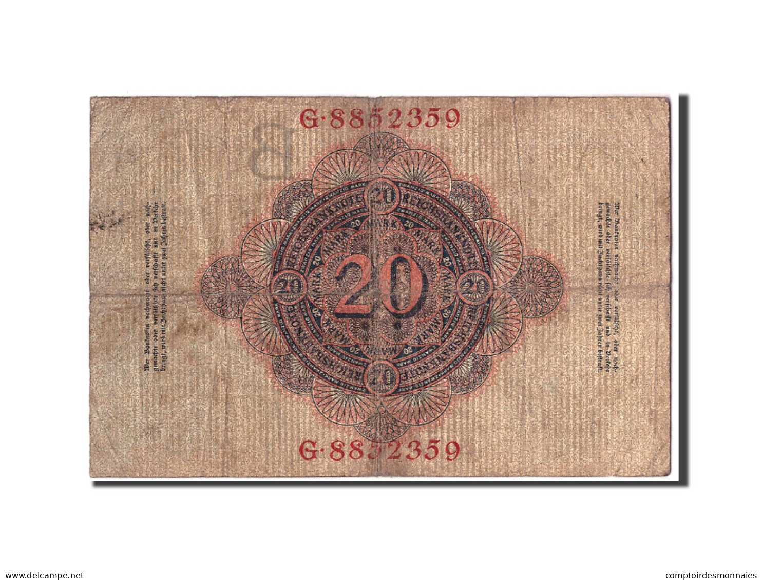 Billet, Allemagne, 20 Mark, 1910, 1910-04-21, KM:40b, B+ - 20 Mark