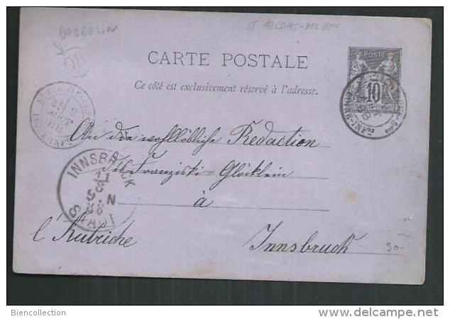 Entier Postal Type Sage 10cts Oblitéré Se Saint Gildas Des Bois (Seine Maritime) Avec Cachet OR De Bogdelin - Standard- Und TSC-AK (vor 1995)