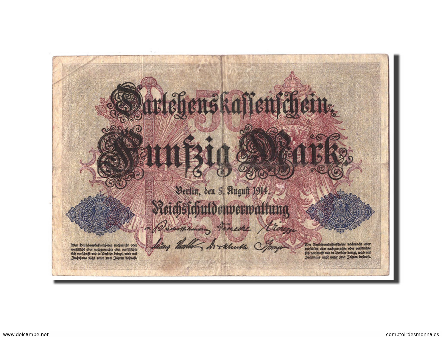 Billet, Allemagne, 50 Mark, 1914, 1914-08-05, KM:49b, TB - 50 Mark