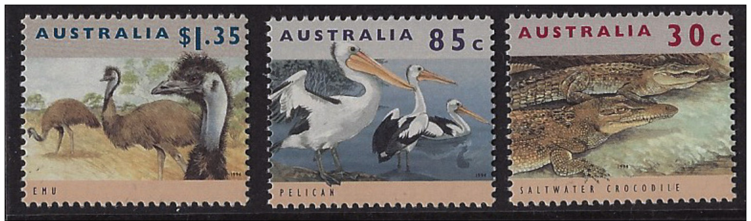 MINT STAMPS  - WILDLIFE ANIMALS EMU, PELICAN, CROCODILE  - 1992 -  AUSTRALIA - ** / MNH  --- - Mint Stamps