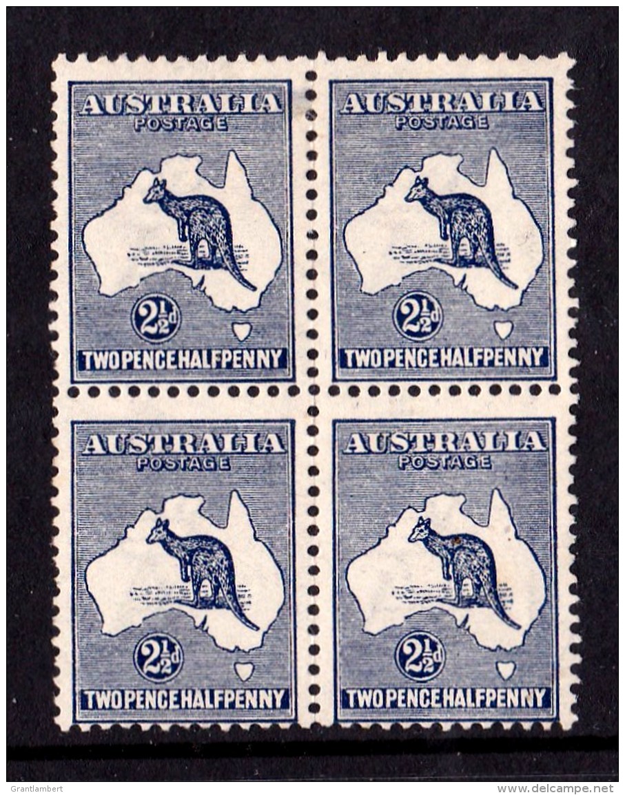 Australia 1913 Kangaroo 21/2d Indigo 1st Watermark Block Of 4 MH - See Notes - Ongebruikt