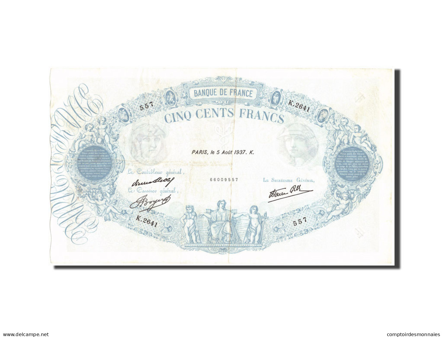 Billet, France, 500 Francs, 500 F 1888-1940 ''Bleu Et Rose'', 1937, 1937-08-05 - 500 F 1888-1940 ''Bleu Et Rose''