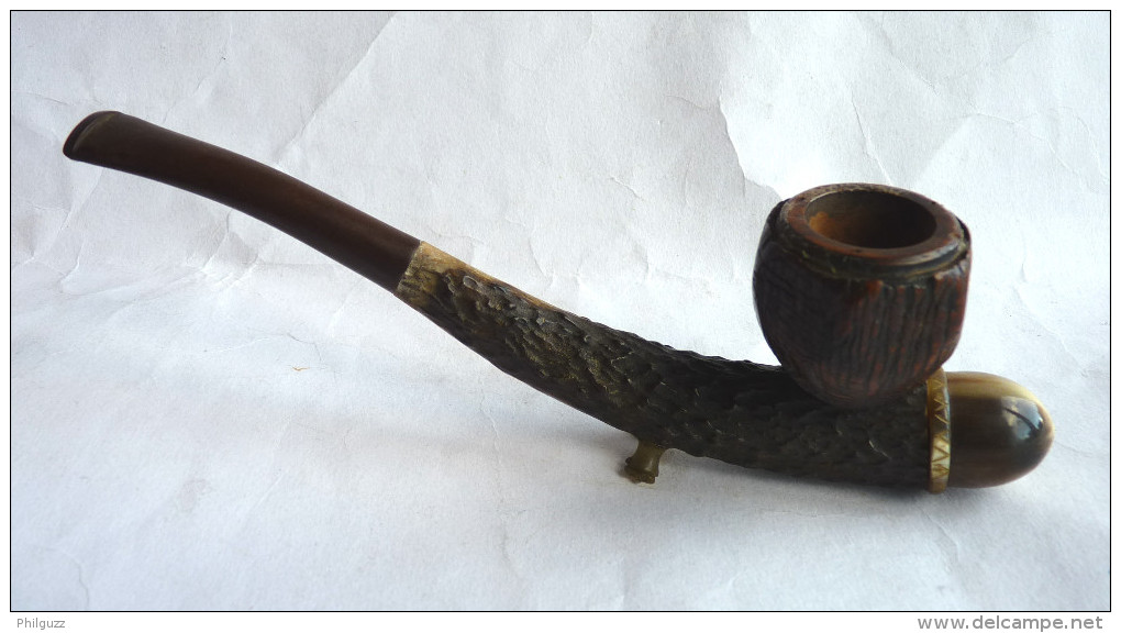 JOLIE PIPE DE COLLECTION Vieille Bruyère ? Et Corne De Chèvres - Pijpen In Bruyèrehout