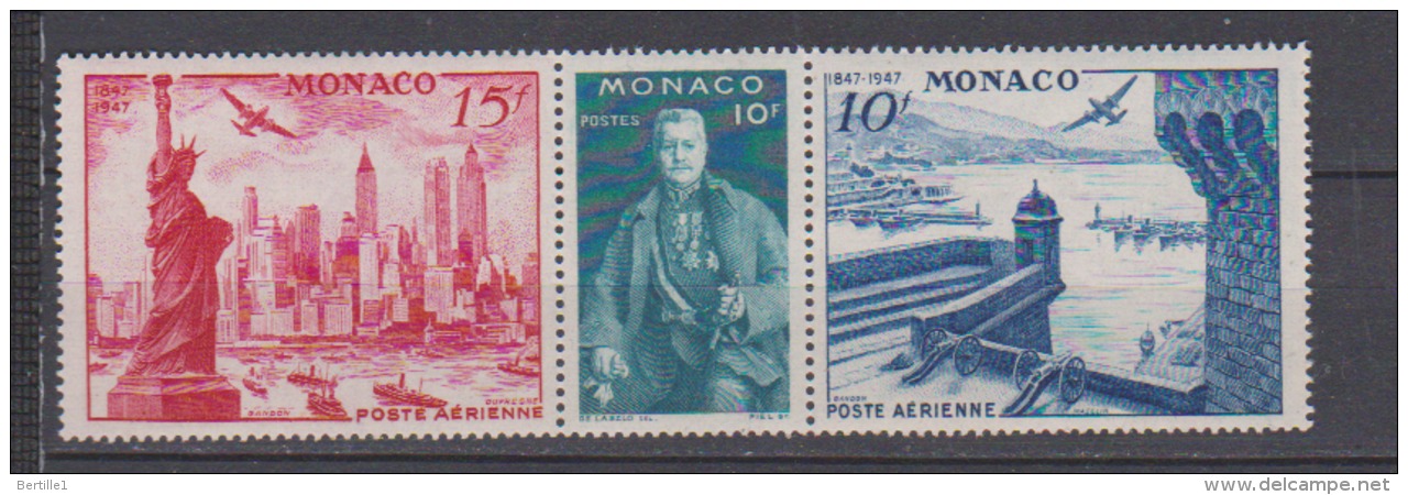 MONACO       N° YVERT   PA   25/27   NEUF SANS CHARNIERE VENDU A 15 % DE LA COTE !!!!!! - Airmail