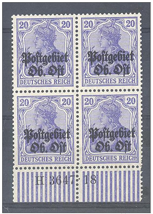 Postgebiet Ob. Ost  Michel #  8 A **  4-er Block   Mit HAN  H  3647.18 - Besetzungen 1914-18