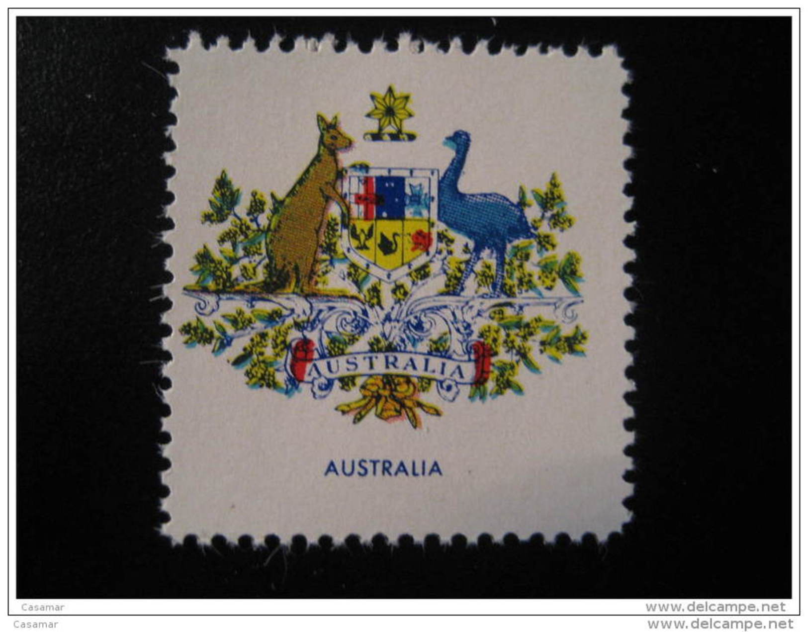 AUSTRALIA Coat Of Arm Coats Of Arms Flag Flags 1950s Era Poster Stamp Label Vignette Cinderella - Werbemarken, Vignetten