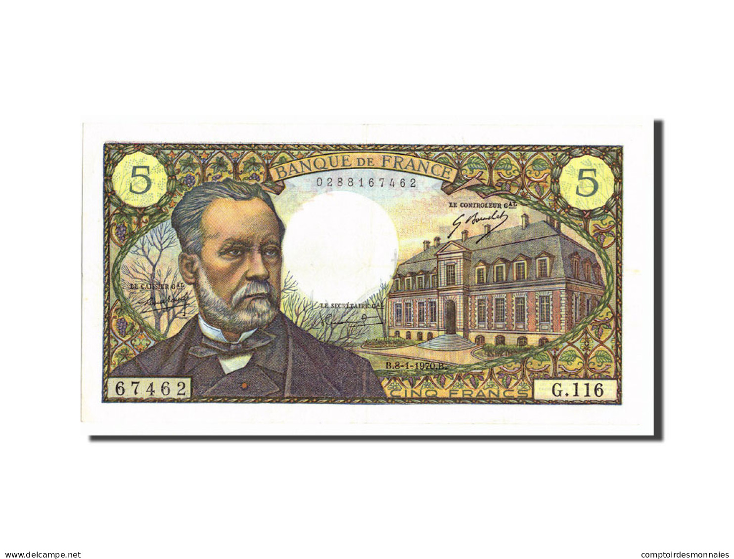 Billet, France, 5 Francs, 5 F 1966-1970 ''Pasteur'', 1970, 1970-01-08, SUP - 5 F 1966-1970 ''Pasteur''