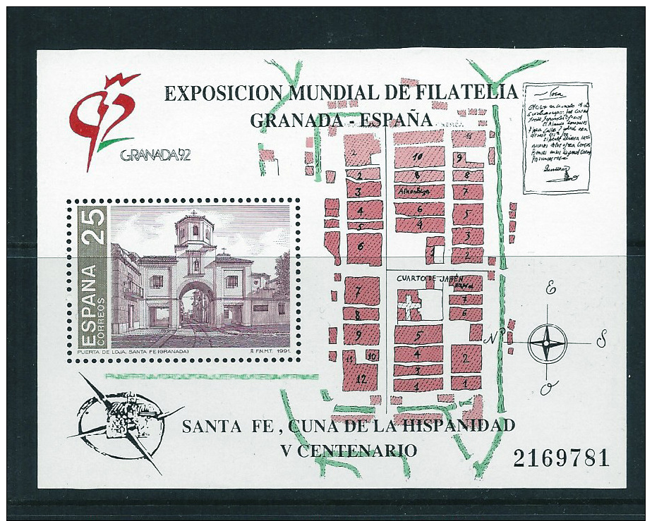 MINT BLOCK  - SANTA FE  -  1992  - SPAIN  -  ** / MNH --- - Briefmarkenausstellungen