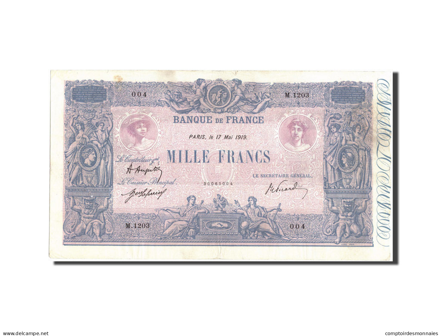 Billet, France, 1000 Francs, 1 000 F 1889-1926 ''Bleu Et Rose'', 1919 - 1 000 F 1889-1926 ''Bleu Et Rose''