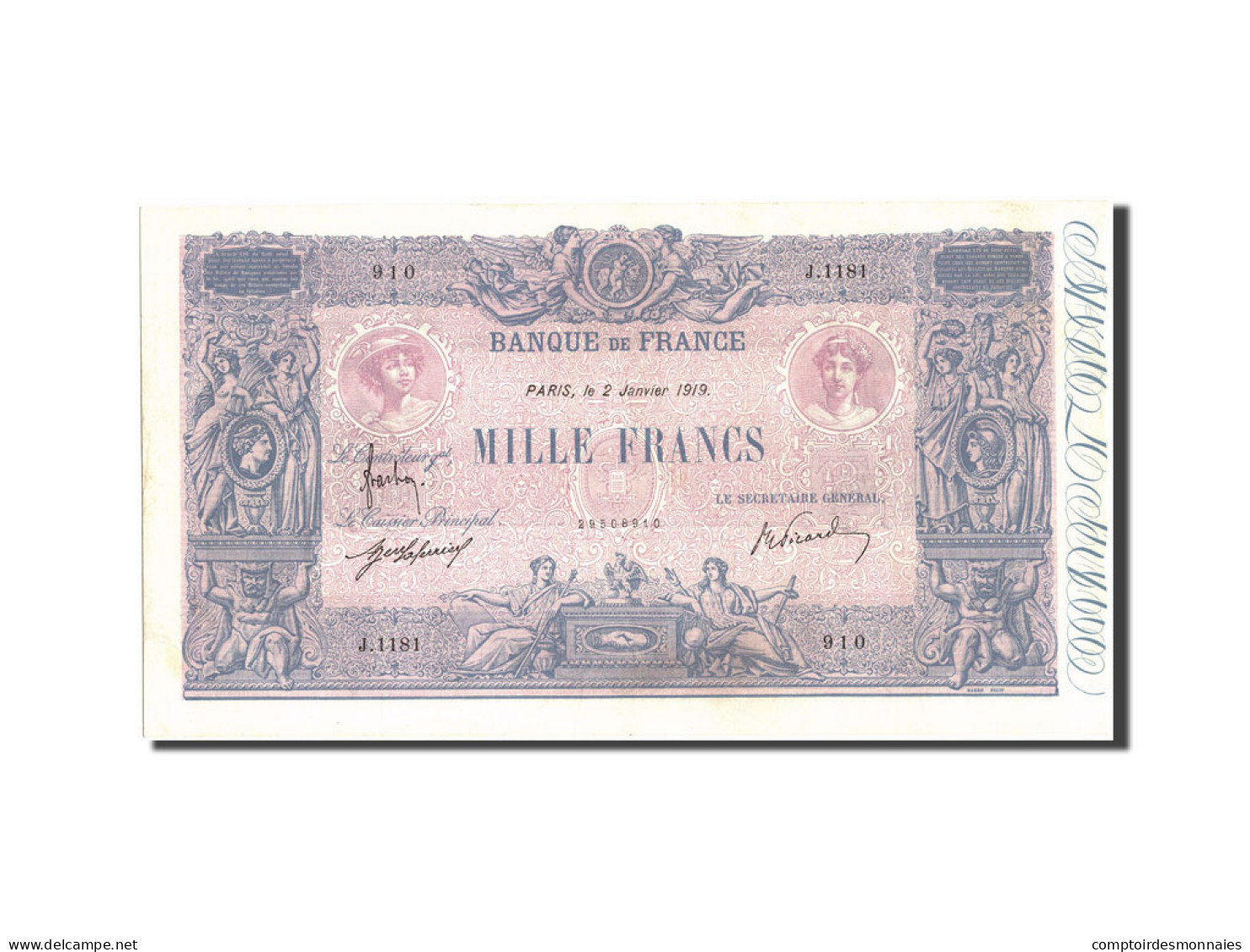 Billet, France, 1000 Francs, 1 000 F 1889-1926 ''Bleu Et Rose'', 1919 - 1 000 F 1889-1926 ''Bleu Et Rose''