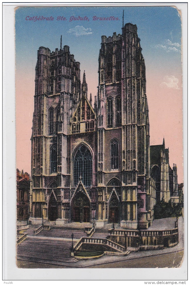 Feldpost WW1: With Feldpost Stamp - Postcard The Cathedral In Bruxelles From Kommandantur Bahnhof Lüttich P/m Lüttich A - Militaria