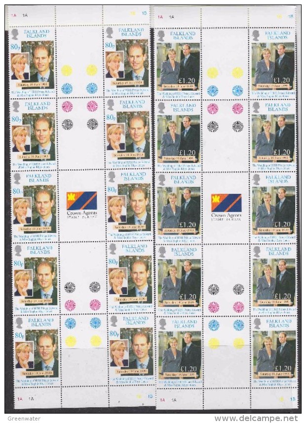 Falkland Islands 1999 Wedding Prince Edward & Sophie Rhys-Jones 2v  Strip 5x Gutter ** Mnh (F5815) - Falklandeilanden