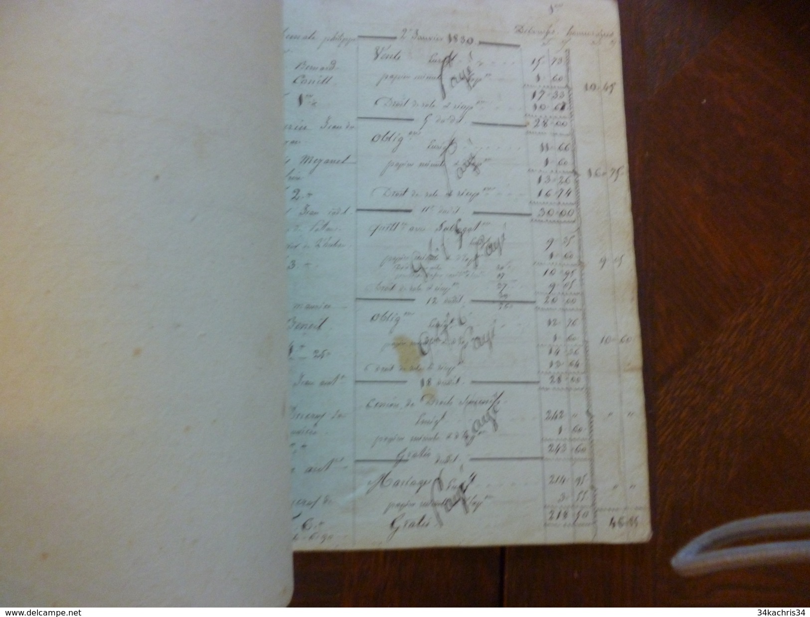 Année 1830 Livre De Compte Manuscrit De Barthélémy Teulon Notaire à Valleraugue Gard 35 Pages - Manuscrits