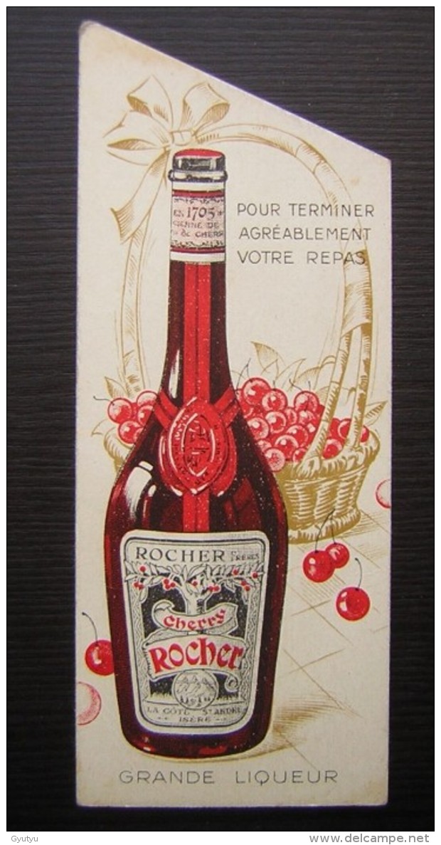 Publicité Sur Carton Cherry Rocher Grande Liqueur Cerise (marque Page ?) - Other & Unclassified