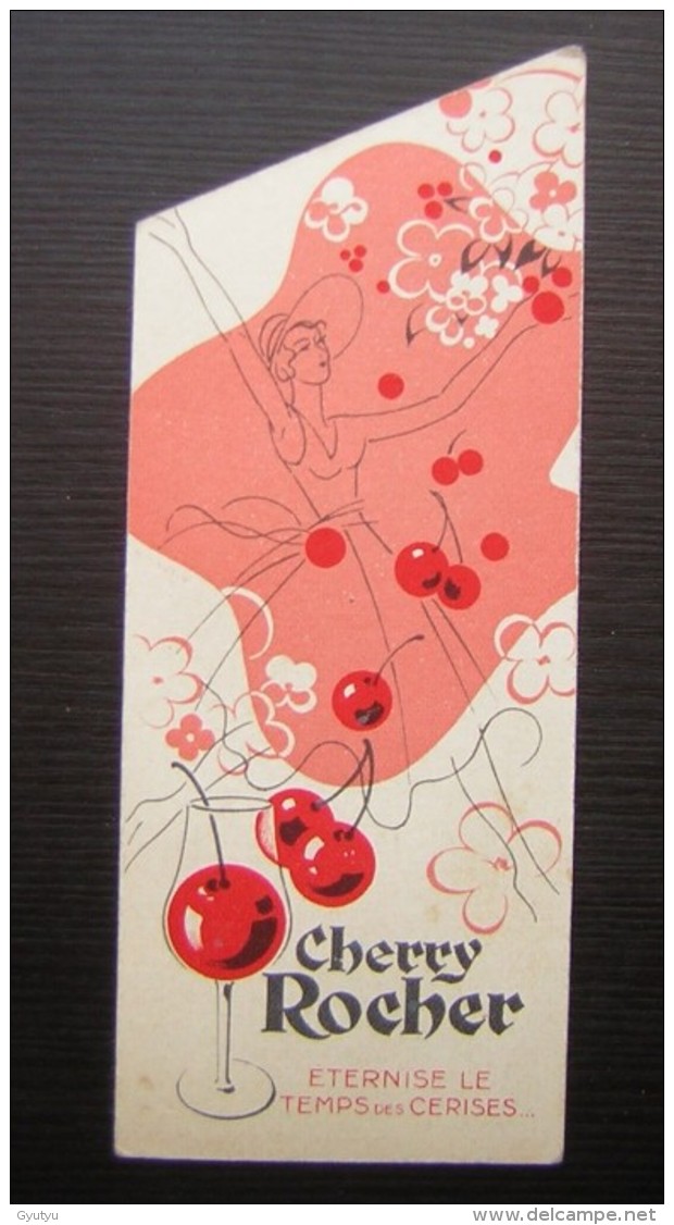 Publicité Sur Carton Cherry Rocher Grande Liqueur Cerise (marque Page ?) - Other & Unclassified