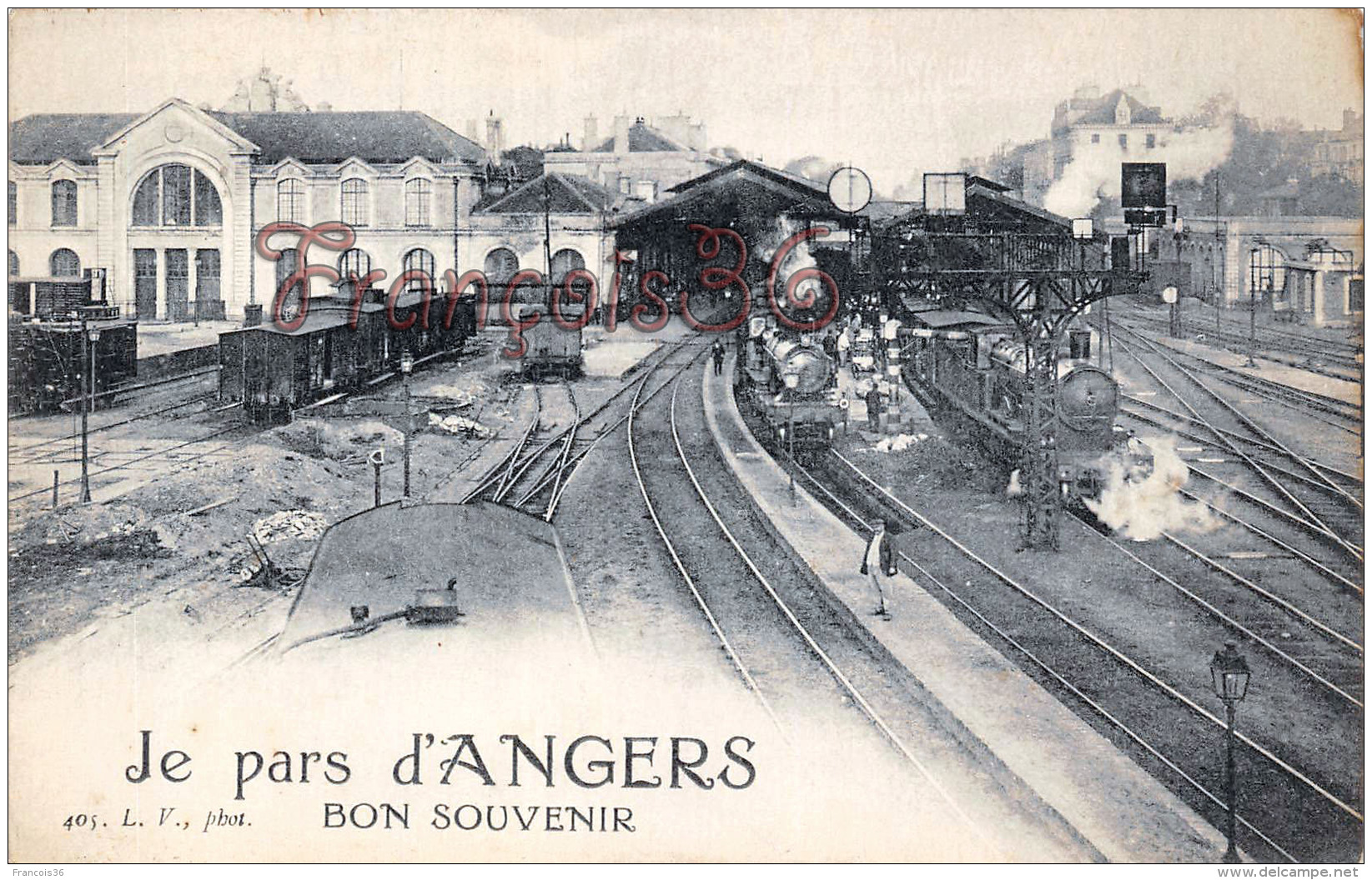 (49) Maine Et Loire ANGERS - Je Pars D'Angers Bon Souvenir - Gare Train Tren Locomotive - 2 SCANS - Angers