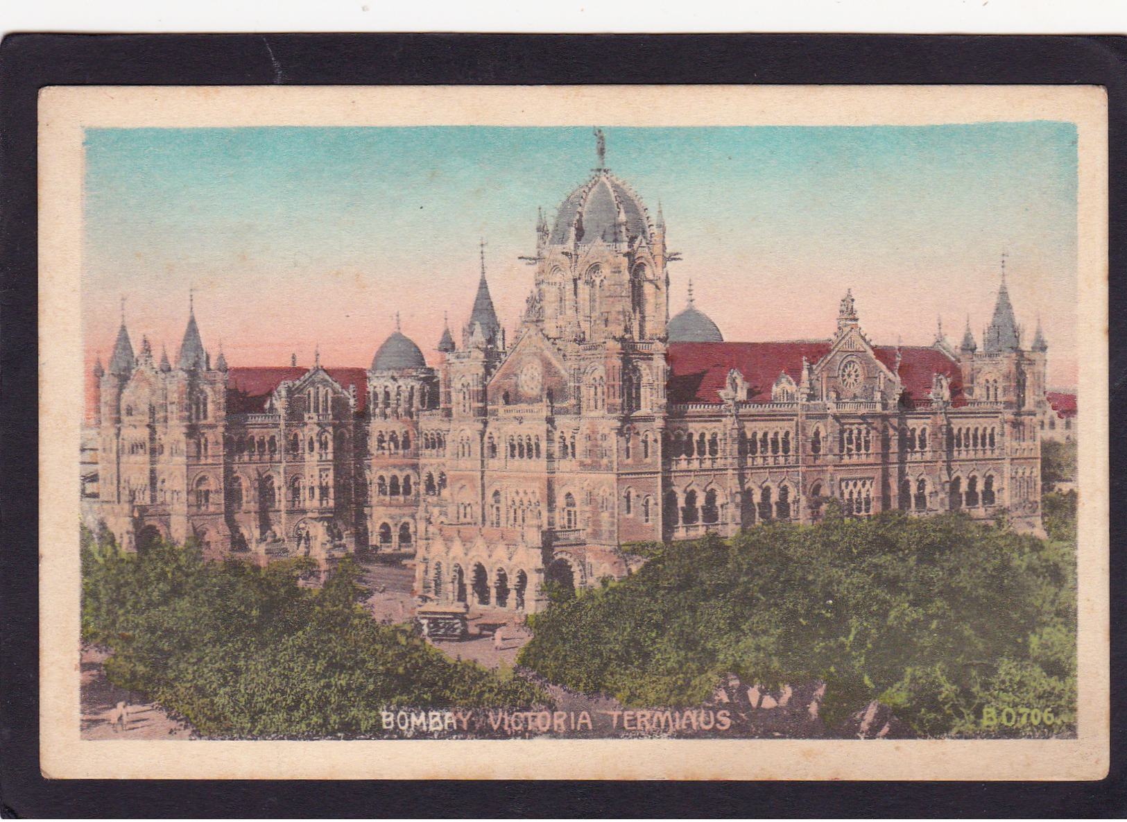 Old Post Card Of Victoria Terminus,Bombay,Mumbai, Maharashtra, India..J55. - India