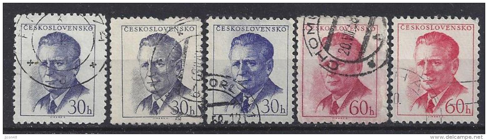 Czechoslovakia 1958  Antonin Novotny  (o) Mi.1081 Aa,Ab,Ca -1082 A,C - Used Stamps