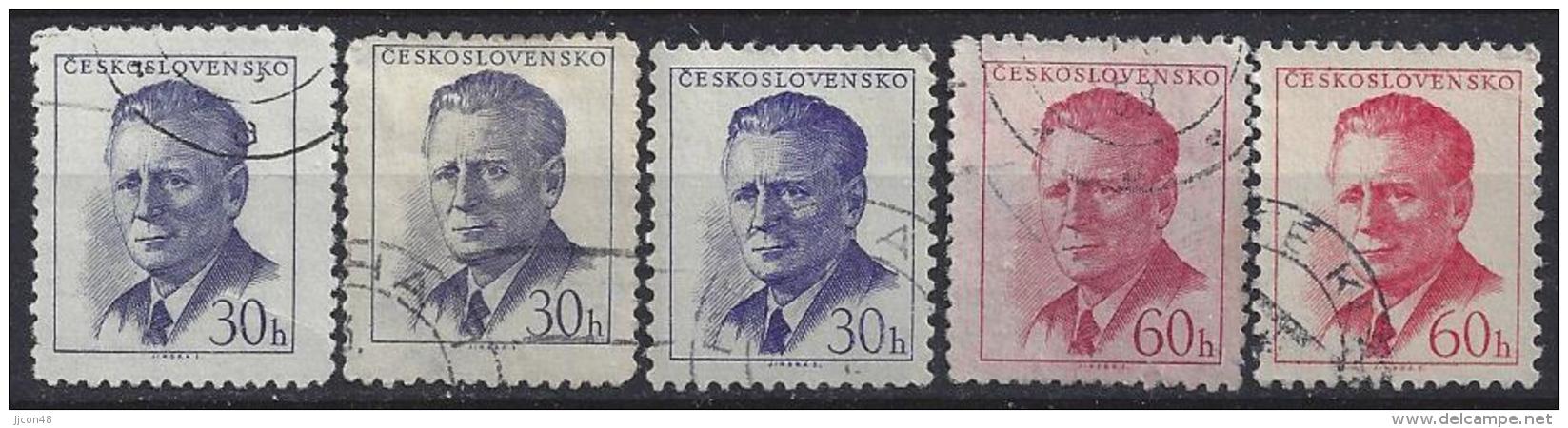 Czechoslovakia 1958  Antonin Novotny  (o) Mi.1081 Aa,Ab,Ca -1082 A,C - Used Stamps