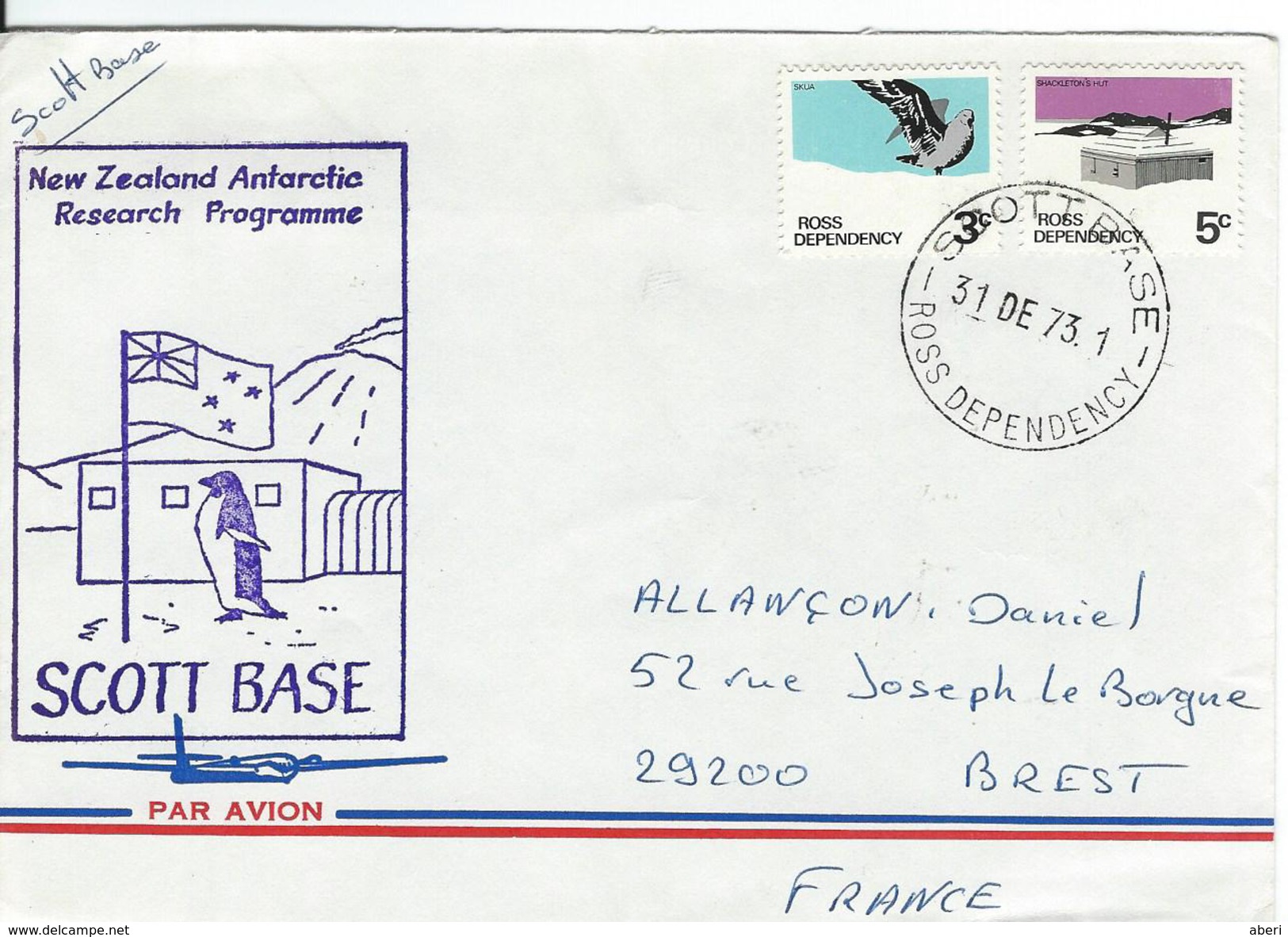 12322  SCOTT BASE - NEW ZÉLAND ANTARTIC PROGRAMME - 1973 - Storia Postale