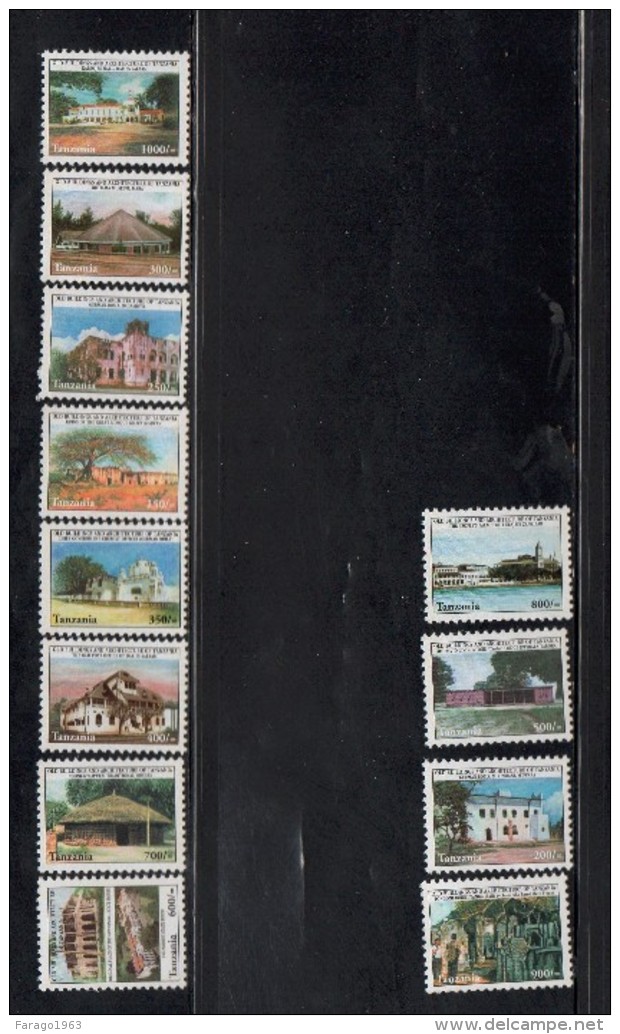 2000 Tanzania Architecture Buildings Definitive Complete Set Of 12 Unpriced In Scotts - Tanzania (1964-...)