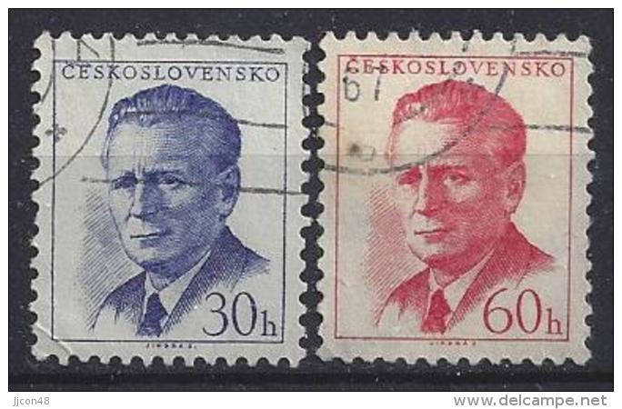 Czechoslovakia 1958  Antonin Novotny  (o) Mi.1081 C-1082 C (11.75 X 11.25) - Used Stamps
