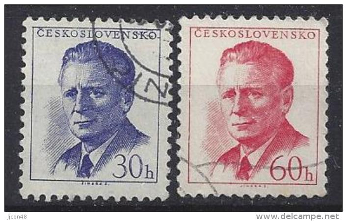 Czechoslovakia 1958  Antonin Novotny  (o) Mi.1081 C-1082 C (11.75 X 11.25) - Used Stamps